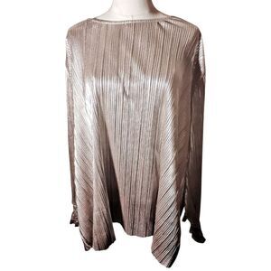 Ava & Viv Plus Size Gold Metallic Ruffle Cuff Blouse Size 4X NWT